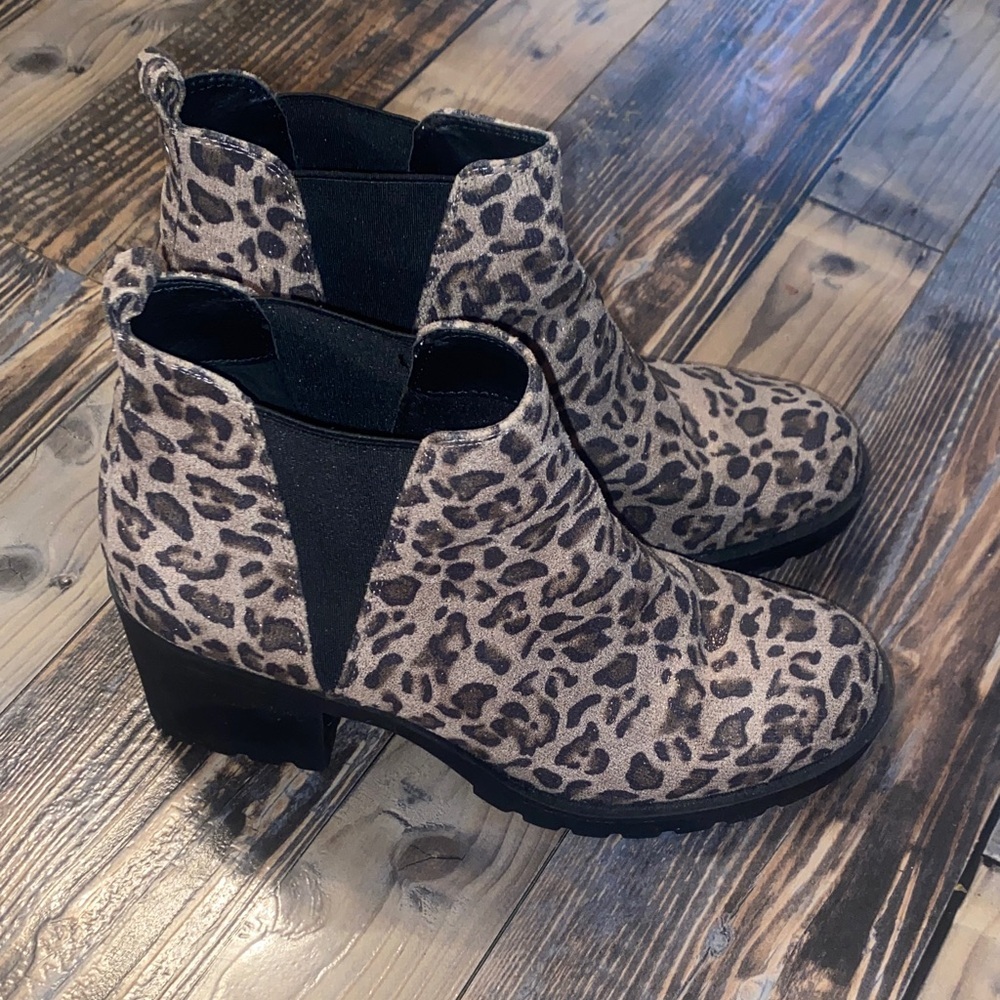 Xappeal Laura Cheetah Chunky Heel Booties